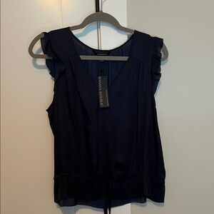 Banana Republic Navy Ruffle Sleeve Top